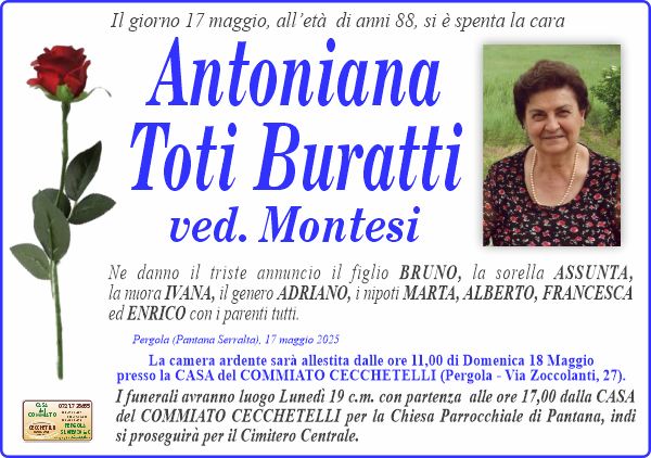 manifesto funebre di Toti Buratti Antoniana
